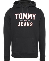 schwarzer bedruckter Pullover mit einem Kapuze von Tommy Jeans