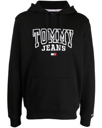 schwarzer bedruckter Pullover mit einem Kapuze von Tommy Jeans