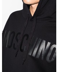 schwarzer bedruckter Pullover mit einem Kapuze von Moschino