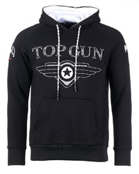 schwarzer bedruckter Pullover mit einem Kapuze von TOP GUN