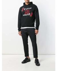 schwarzer bedruckter Pullover mit einem Kapuze von DSQUARED2