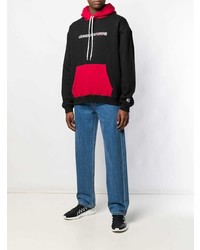 schwarzer bedruckter Pullover mit einem Kapuze von Alexander Wang