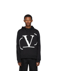 schwarzer bedruckter Pullover mit einem Kapuze von Valentino