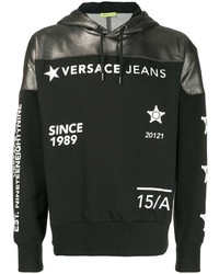 schwarzer bedruckter Pullover mit einem Kapuze von VERSACE JEANS COUTURE