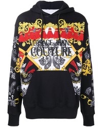 schwarzer bedruckter Pullover mit einem Kapuze von VERSACE JEANS COUTURE