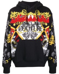 schwarzer bedruckter Pullover mit einem Kapuze von VERSACE JEANS COUTURE