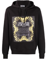 schwarzer bedruckter Pullover mit einem Kapuze von VERSACE JEANS COUTURE