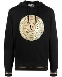 schwarzer bedruckter Pullover mit einem Kapuze von VERSACE JEANS COUTURE