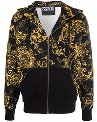 schwarzer bedruckter Pullover mit einem Kapuze von VERSACE JEANS COUTURE