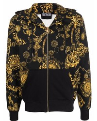 schwarzer bedruckter Pullover mit einem Kapuze von VERSACE JEANS COUTURE