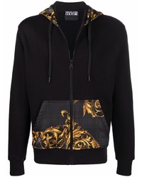 schwarzer bedruckter Pullover mit einem Kapuze von VERSACE JEANS COUTURE