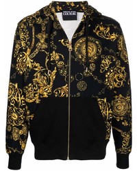 schwarzer bedruckter Pullover mit einem Kapuze von VERSACE JEANS COUTURE