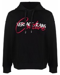 schwarzer bedruckter Pullover mit einem Kapuze von VERSACE JEANS COUTURE