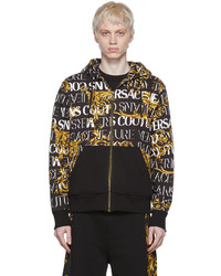 schwarzer bedruckter Pullover mit einem Kapuze von VERSACE JEANS COUTURE