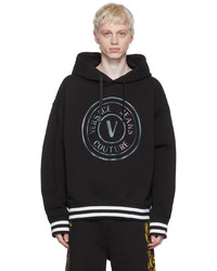 schwarzer bedruckter Pullover mit einem Kapuze von VERSACE JEANS COUTURE