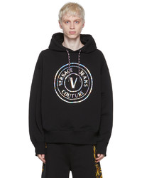 schwarzer bedruckter Pullover mit einem Kapuze von VERSACE JEANS COUTURE