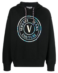 schwarzer bedruckter Pullover mit einem Kapuze von VERSACE JEANS COUTURE