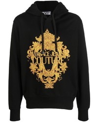 schwarzer bedruckter Pullover mit einem Kapuze von VERSACE JEANS COUTURE