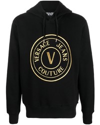 schwarzer bedruckter Pullover mit einem Kapuze von VERSACE JEANS COUTURE