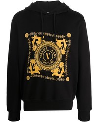 schwarzer bedruckter Pullover mit einem Kapuze von VERSACE JEANS COUTURE