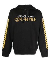 schwarzer bedruckter Pullover mit einem Kapuze von VERSACE JEANS COUTURE