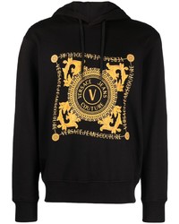 schwarzer bedruckter Pullover mit einem Kapuze von VERSACE JEANS COUTURE