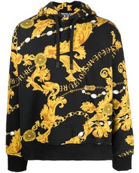 schwarzer bedruckter Pullover mit einem Kapuze von VERSACE JEANS COUTURE