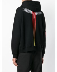 schwarzer bedruckter Pullover mit einem Kapuze von Marcelo Burlon County of Milan