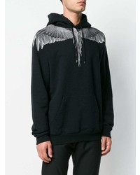 schwarzer bedruckter Pullover mit einem Kapuze von Marcelo Burlon County of Milan