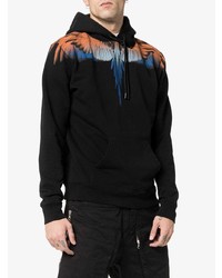 schwarzer bedruckter Pullover mit einem Kapuze von Marcelo Burlon County of Milan