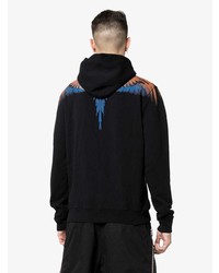 schwarzer bedruckter Pullover mit einem Kapuze von Marcelo Burlon County of Milan