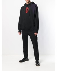 schwarzer bedruckter Pullover mit einem Kapuze von Damir Doma