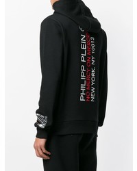 schwarzer bedruckter Pullover mit einem Kapuze von Philipp Plein