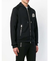 schwarzer bedruckter Pullover mit einem Kapuze von Moncler