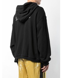 schwarzer bedruckter Pullover mit einem Kapuze von Haider Ackermann