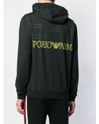 schwarzer bedruckter Pullover mit einem Kapuze von Ea7 Emporio Armani