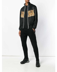 schwarzer bedruckter Pullover mit einem Reißverschluß von Versace