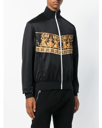 schwarzer bedruckter Pullover mit einem Reißverschluß von Versace