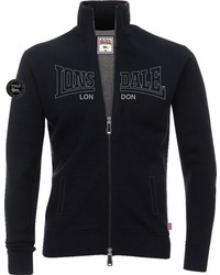 schwarzer bedruckter Pullover mit einem Reißverschluß von Lonsdale