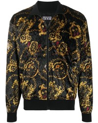 schwarzer bedruckter Pullover mit einem Reißverschluß von VERSACE JEANS COUTURE