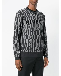 schwarzer bedruckter Pullover mit einem Rundhalsausschnitt von Giorgio Armani