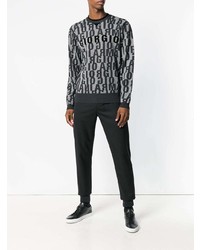 schwarzer bedruckter Pullover mit einem Rundhalsausschnitt von Giorgio Armani