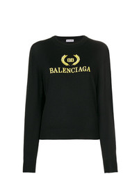 schwarzer bedruckter Pullover mit einem Rundhalsausschnitt von Balenciaga