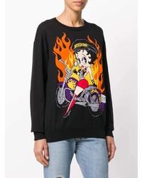 schwarzer bedruckter Pullover mit einem Rundhalsausschnitt von Moschino