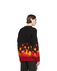 schwarzer bedruckter Pullover mit einem Rundhalsausschnitt von Palm Angels