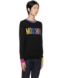 schwarzer bedruckter Pullover mit einem Rundhalsausschnitt von Moschino