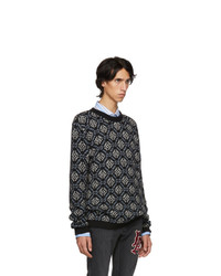 schwarzer bedruckter Pullover mit einem Rundhalsausschnitt von Gucci