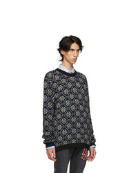 schwarzer bedruckter Pullover mit einem Rundhalsausschnitt von Gucci