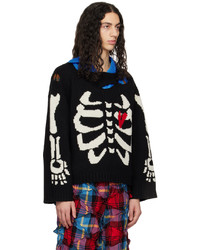 schwarzer bedruckter Pullover mit einem Rundhalsausschnitt von Charles Jeffrey Loverboy