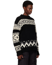 schwarzer bedruckter Pullover mit einem Rundhalsausschnitt von Sacai